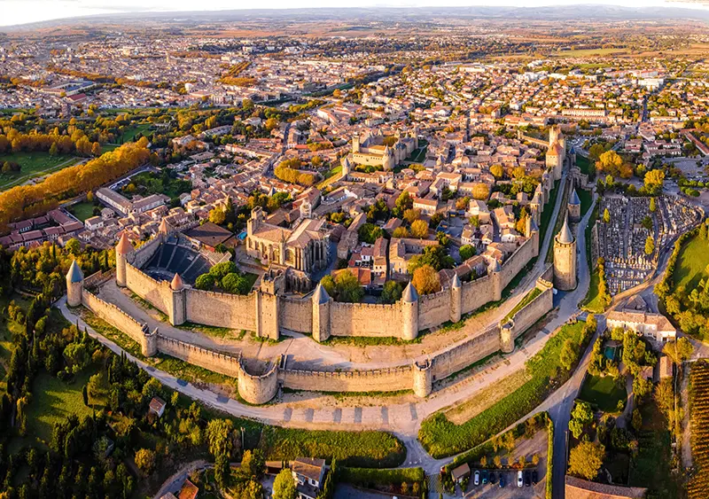 Aerial shot of Carcassonne