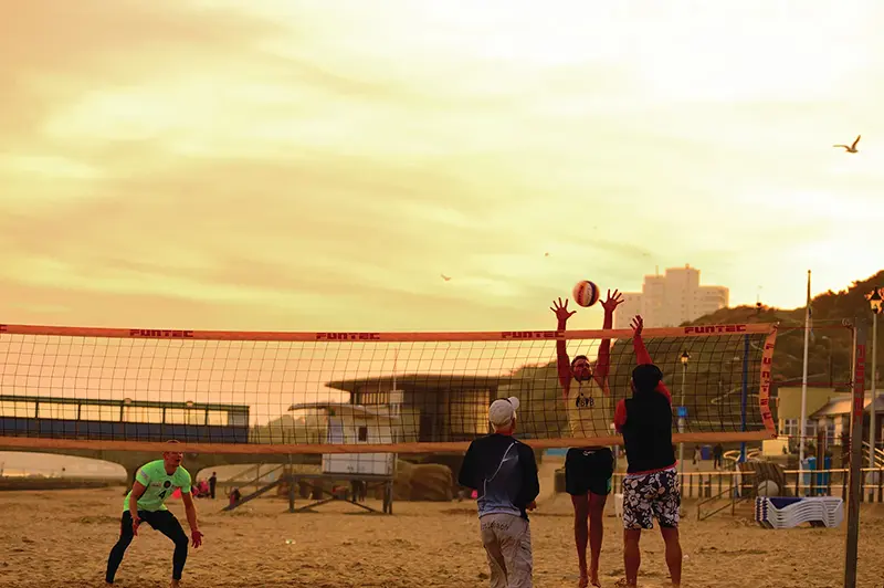 Sunset volleyball on Bournemouth Beach