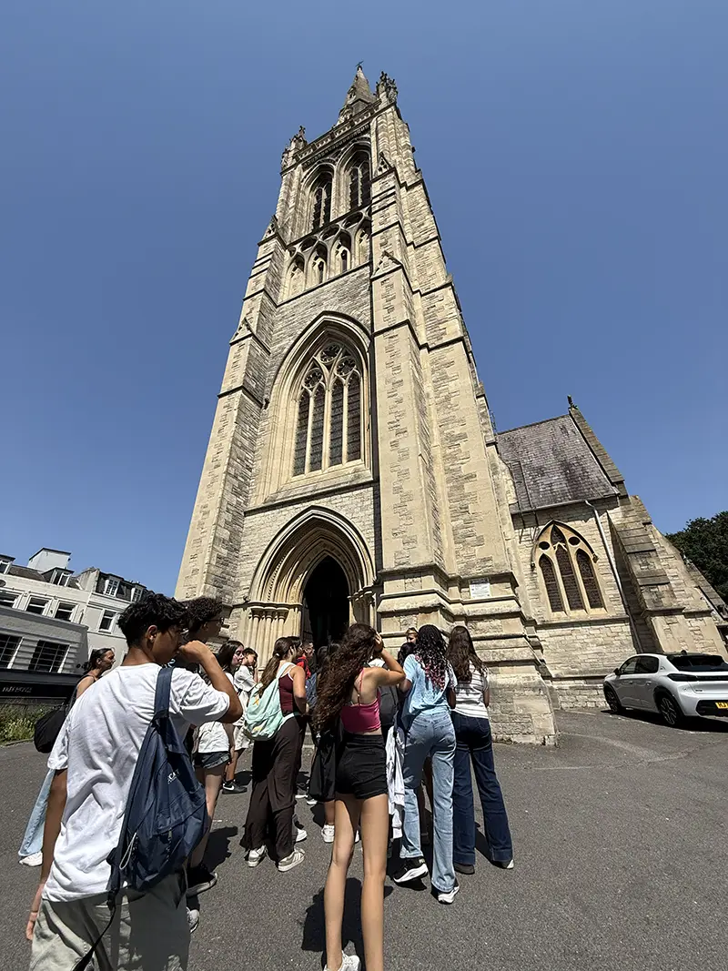 Students at christchurch priory on a school excursion