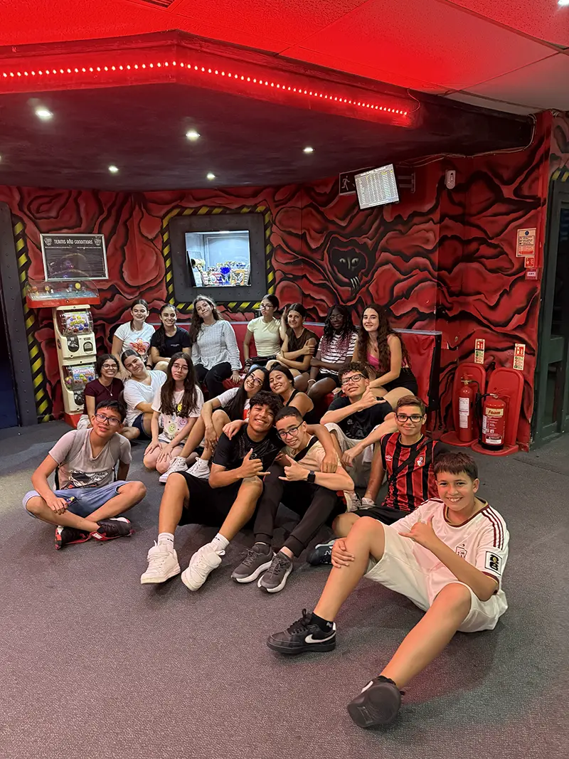 Students at laser quest on a school excursion