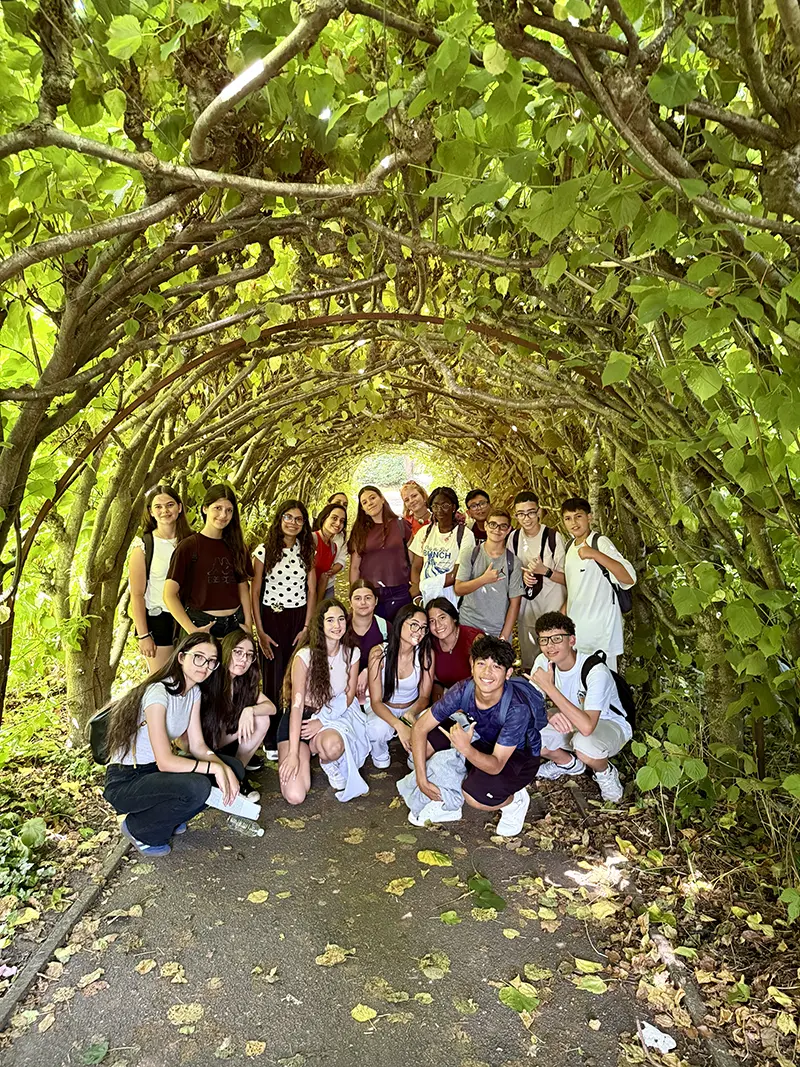 Students in nature path on a school excursion