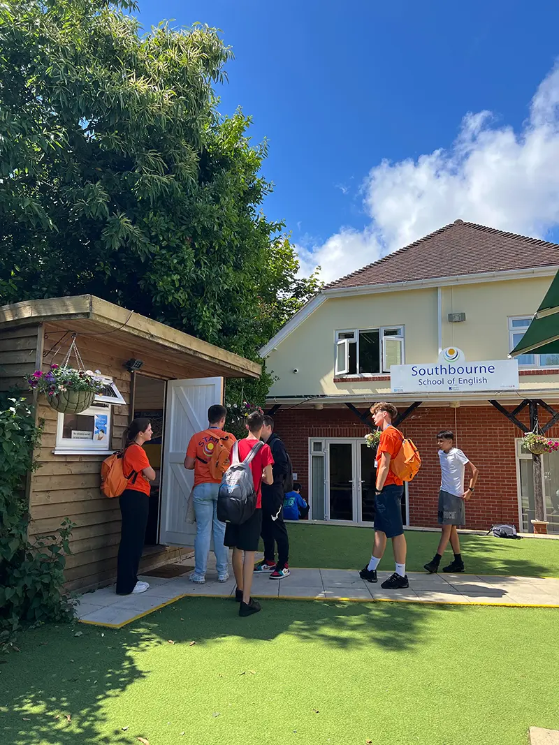 School activity office with leaders and students at Southbourne School