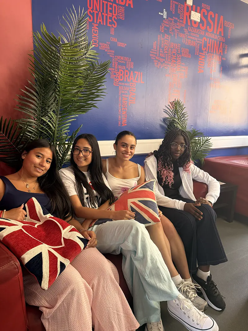 Students sat in student lounge at Southbourne School