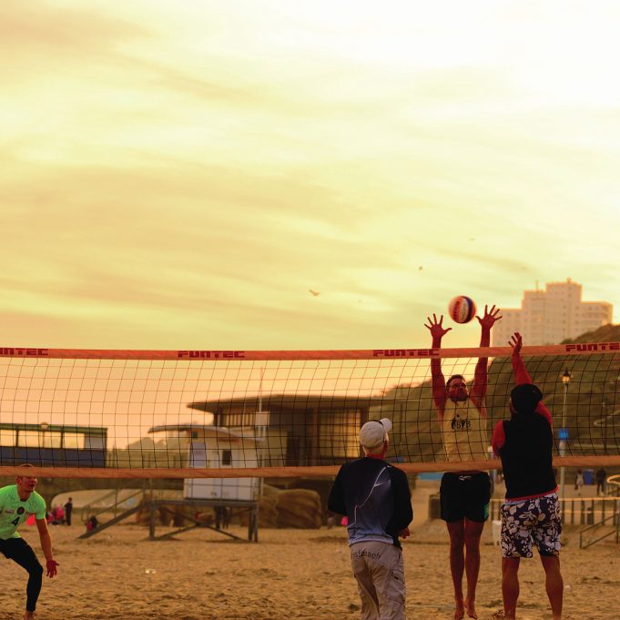 Sunset volleyball Bournemouth Beach